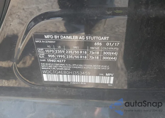 WDCTG4EB0HJ353459: 44444224