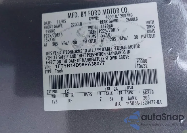 1FTYR14D96PA38077: 44444238