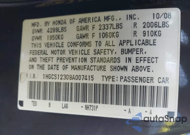 1HGCS12309A007415: 44444247