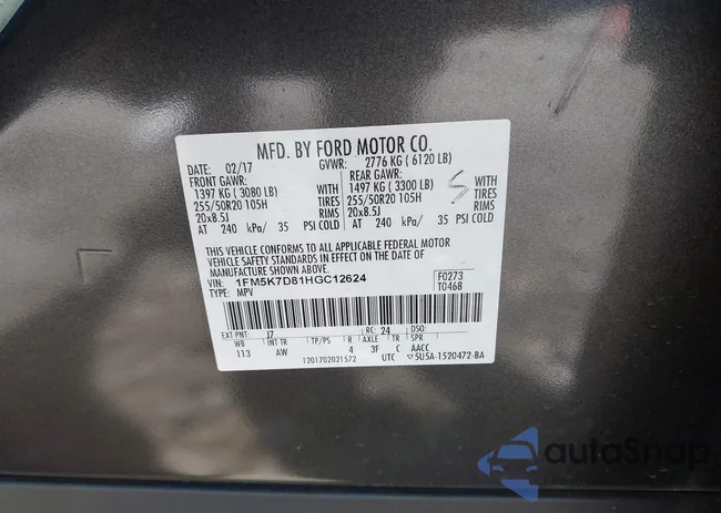 1FM5K7D81HGC12624: 44443421