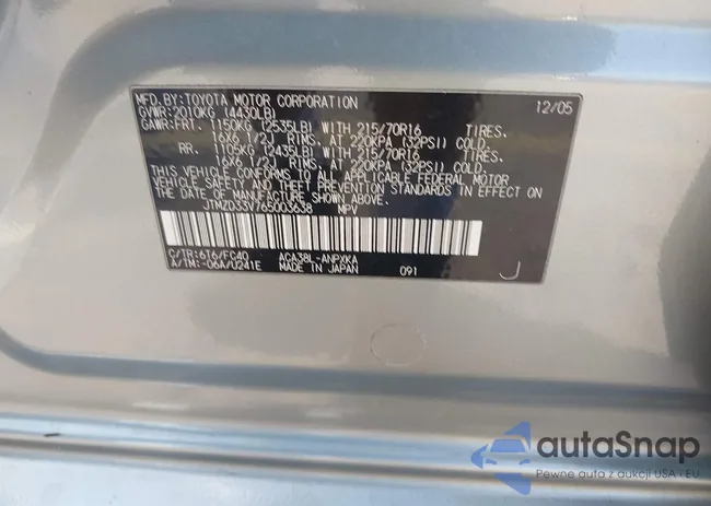 JTMZD33V765003638: 44443450