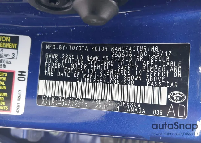 2T1BURHE4JC981930: 44443498