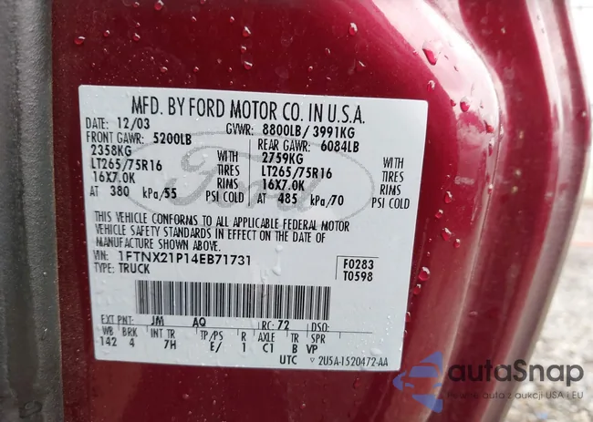 1FTNX21P14EB71731: 44443530