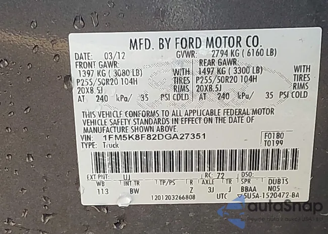 1FM5K8F82DGA27351: 44443584