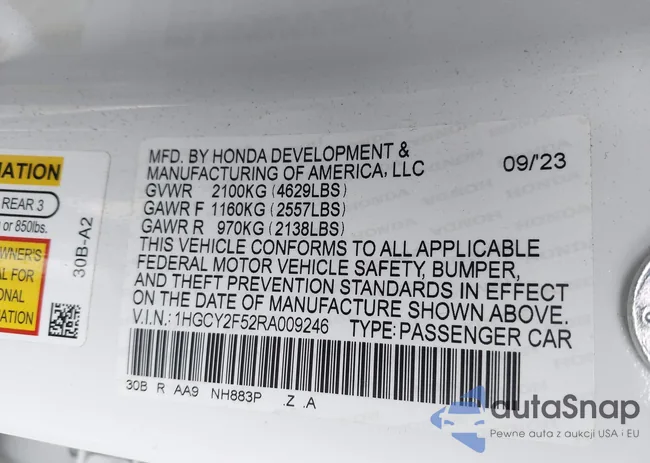 1HGCY2F52RA009246: 44443588