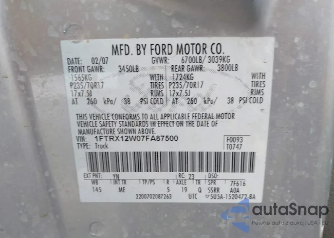 1FTRX12W07FA87500: 44443626