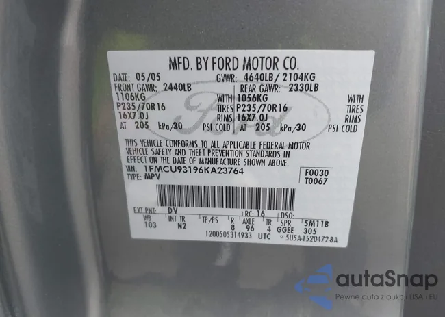 1FMCU93196KA23764: 44443665