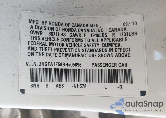 2HGFA1F58BH505896: 44443678