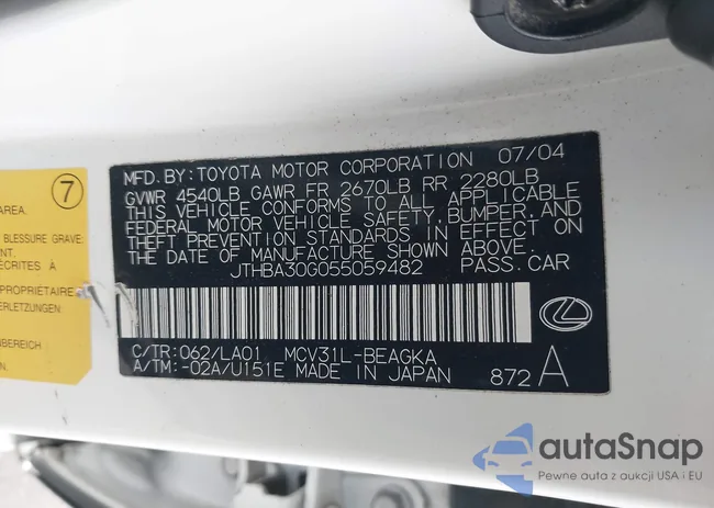 JTHBA30G055059482: 44444932