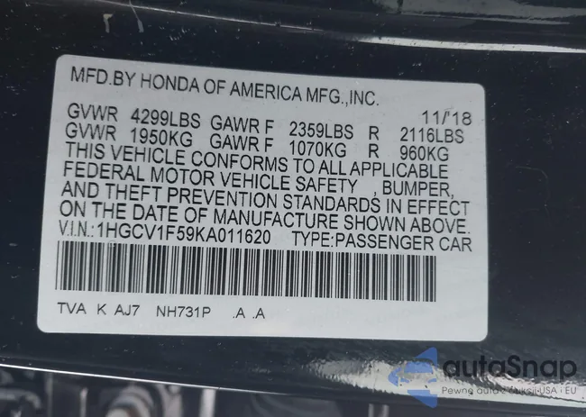 1HGCV1F59KA011620: 44444936