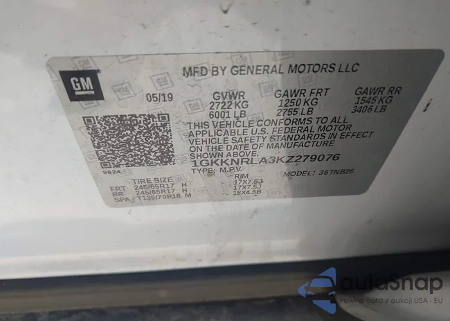 1GKKNRLA3KZ279076: 44444954