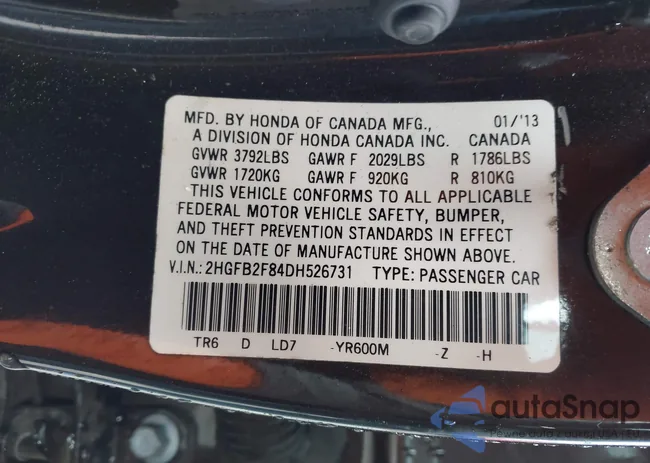 2HGFB2F84DH526731: 44445012