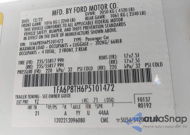 1FA6P8TH6P5101472: 44445124