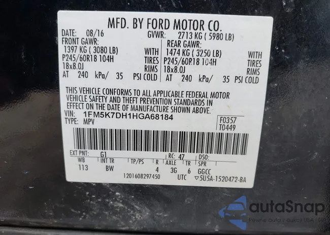 1FM5K7DH1HGA68184: 44445194