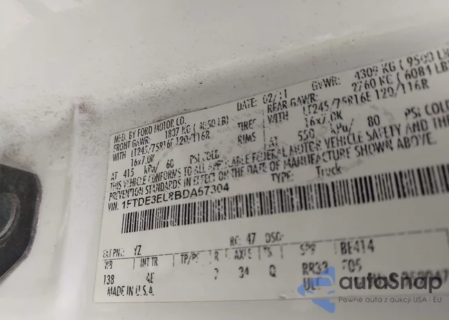 1FTDE3EL8BDA67304: 44445328