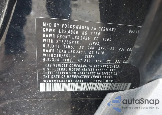 WVGAV7AX9FW614251: 44445334