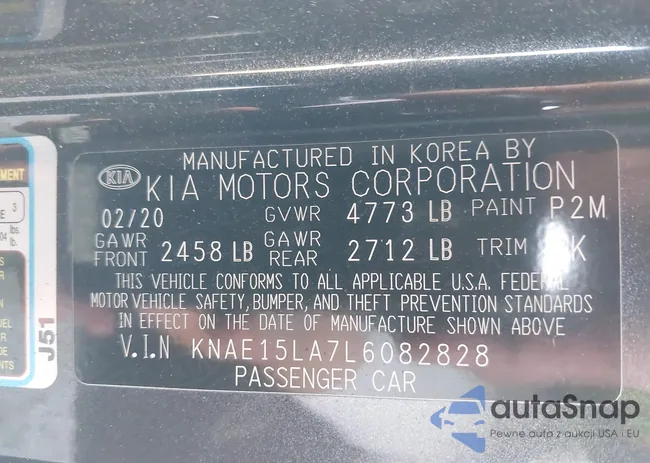 KNAE15LA7L6082828: 44444511