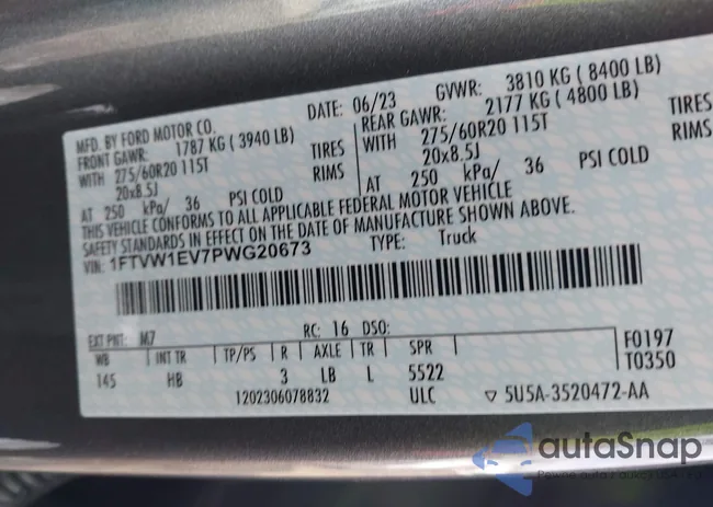 1FTVW1EV7PWG20673: 44444535