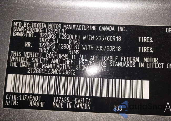 2T2GGCEZ3NC009612: 44444745