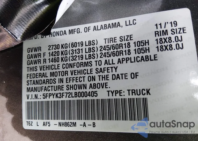 5FPYK3F72LB000405: 44445898