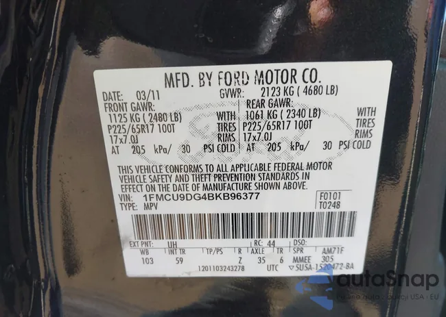 1FMCU9DG4BKB96377: 44445959