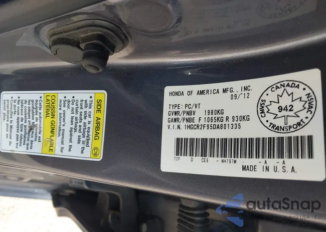 1HGCR2F95DA801335: 44445960