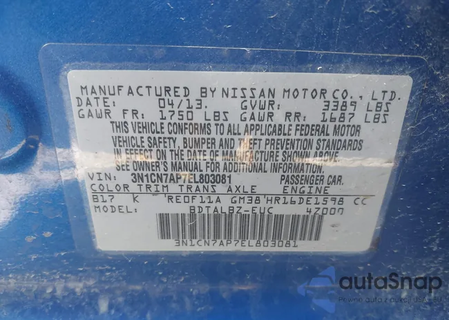 3N1CN7AP7EL803081: 44445980