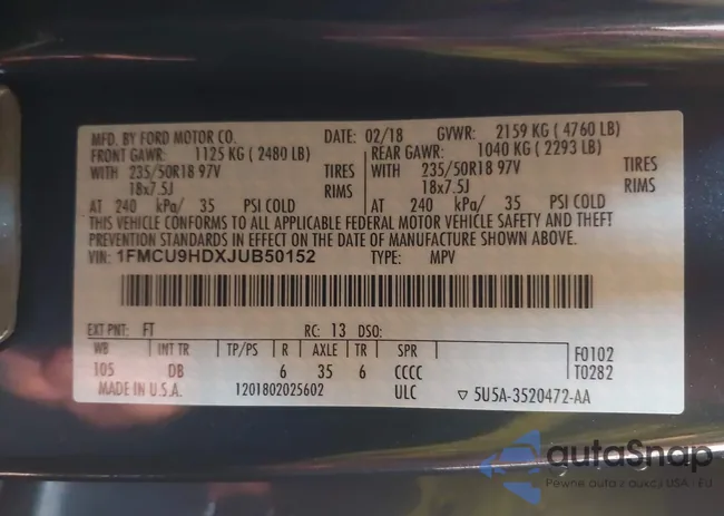 1FMCU9HDXJUB50152: 44446174