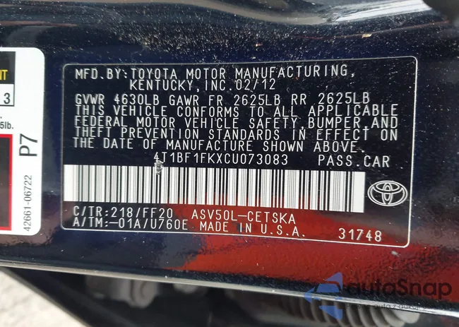 4T1BF1FKXCU073083: 44446294