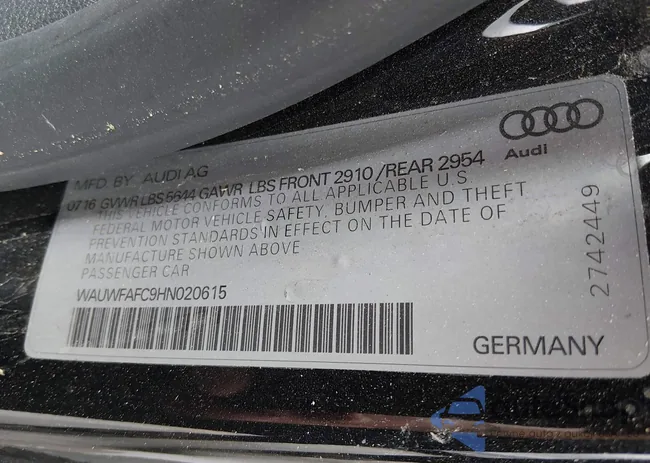 WAUWFAFC9HN020615: 44445429