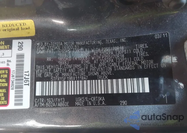 5TFRY5F19BX111847: 44445552