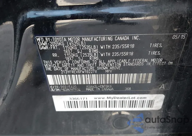 2T3YFREV6FW192278: 44445558