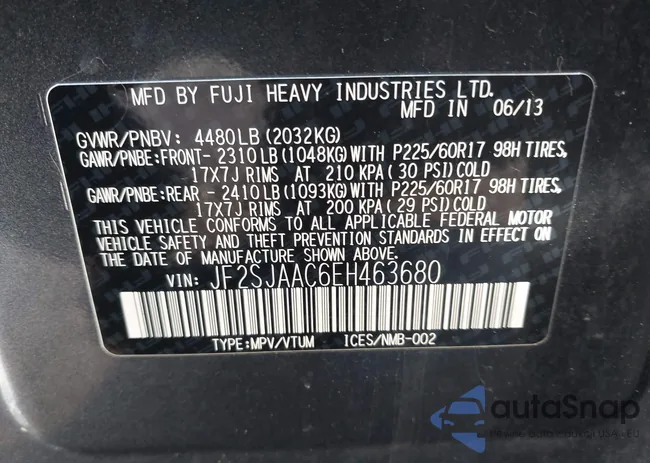 JF2SJAAC6EH463680: 44445599