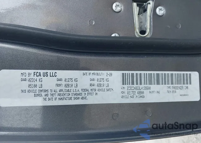 2C3CDXBG3LH139600: 44446982