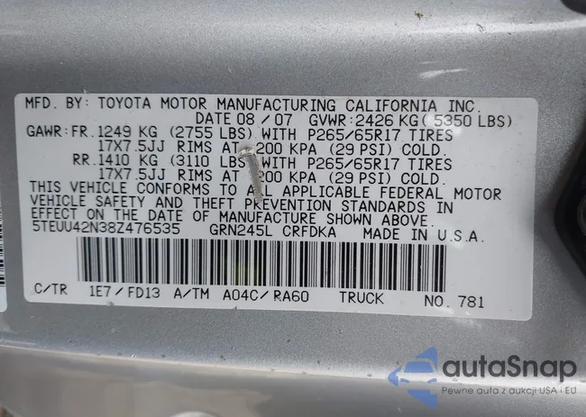 5TEUU42N38Z476535: 44446983