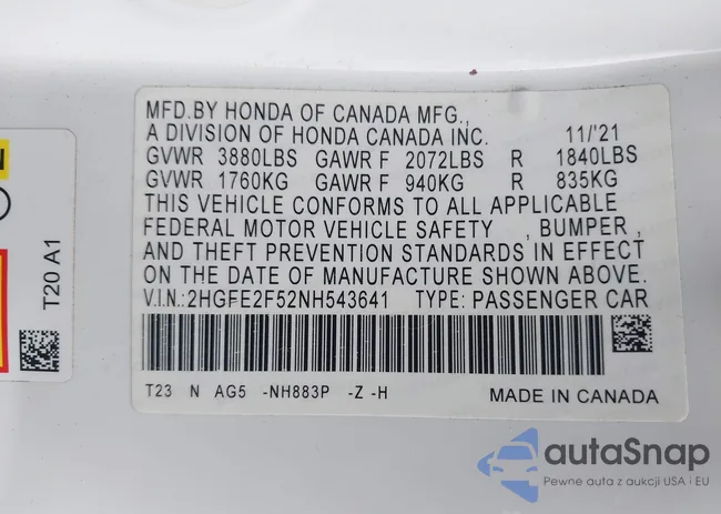 2HGFE2F52NH543641: 44447033