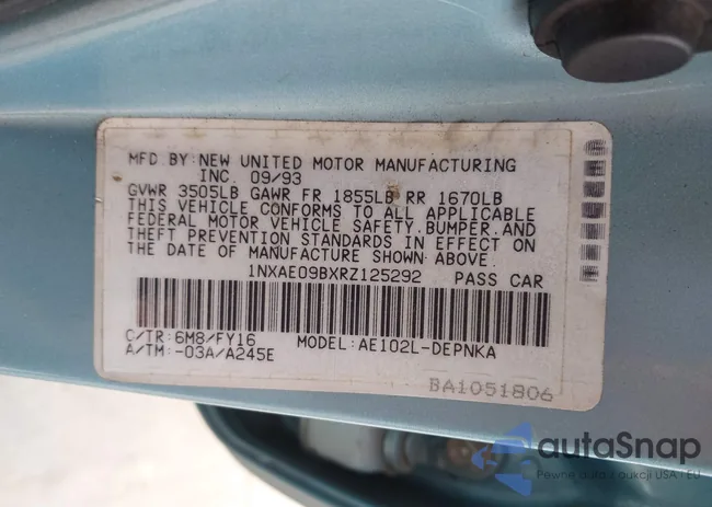 1NXAE09BXRZ125292: 44447152