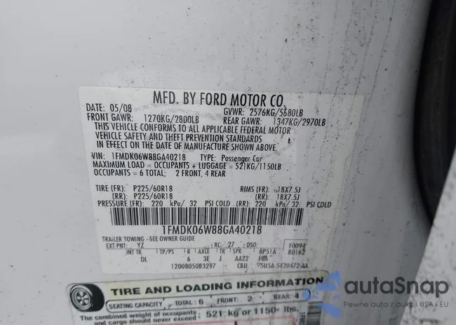 1FMDK06W88GA40218: 44447155