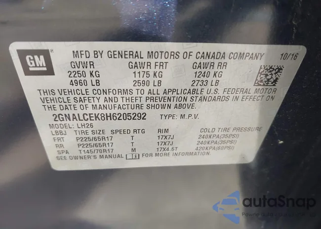 2GNALCEK8H6205292: 44447163