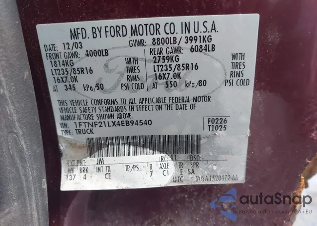 1FTNF21LX4EB94540: 44447310