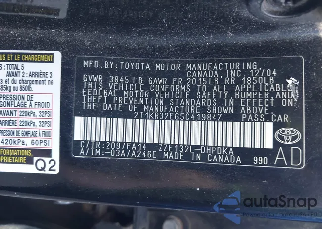 2T1KR32E65C419847: 44446546