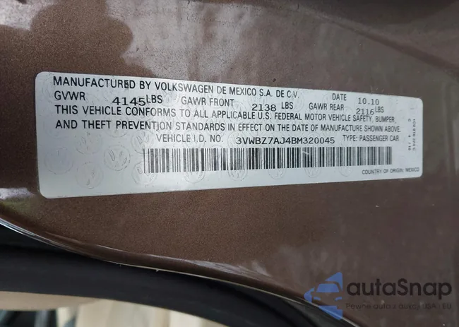 3VWBZ7AJ4BM320045: 44446556