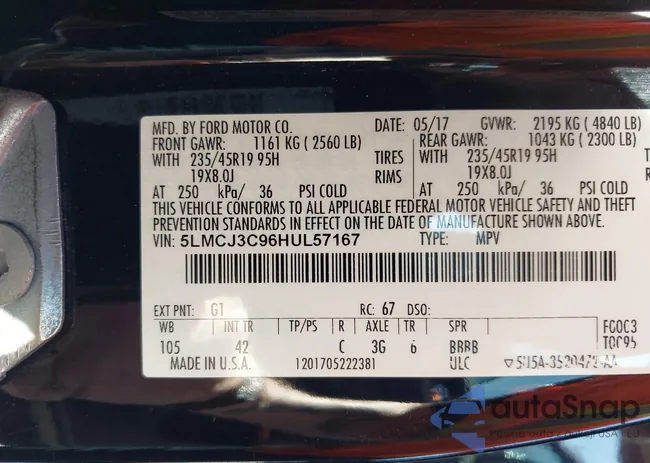 5LMCJ3C96HUL57167: 44446566