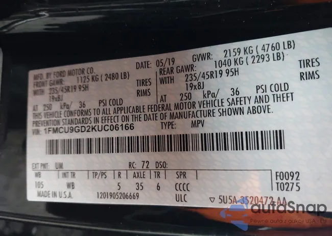 1FMCU9GD2KUC06166: 44446688