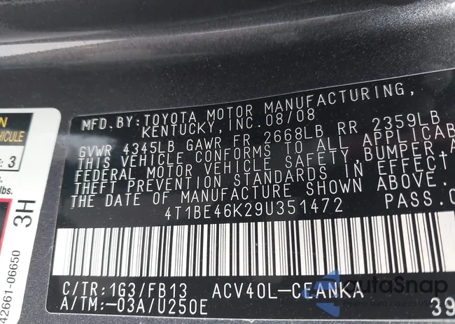 4T1BE46K29U351472: 44447898