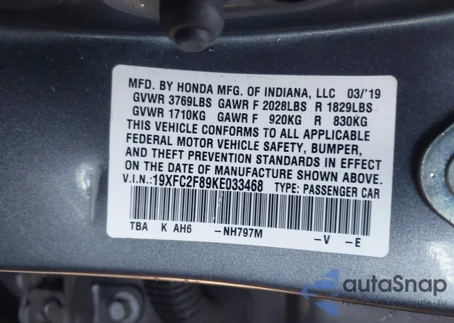 19XFC2F89KE033468: 44447347