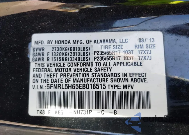 5FNRL5H65EB016515: 44447402