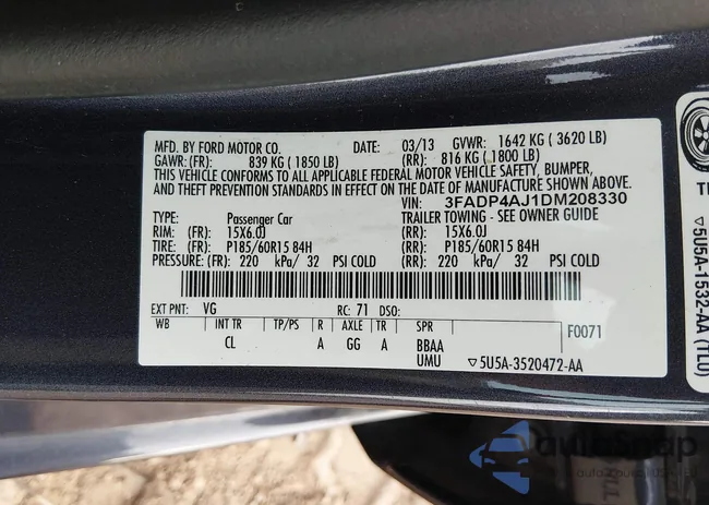 3FADP4AJ1DM208330: 44447420