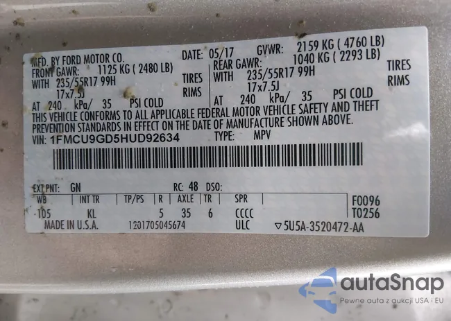 1FMCU9GD5HUD92634: 44447467