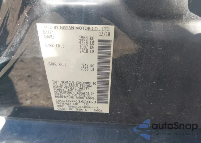 1N4BL4FV7KC162063: 44447565